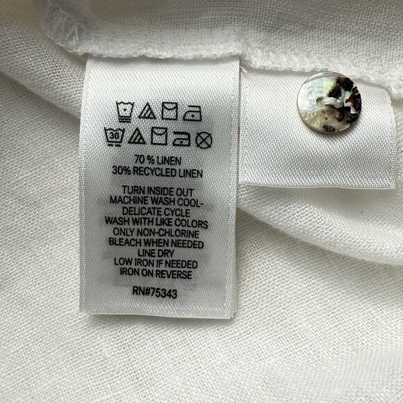 Sigrid Olsen 100% Linen Roll Tab Button Down Shirt Tunic Coverup Size M - Picture 8 of 8